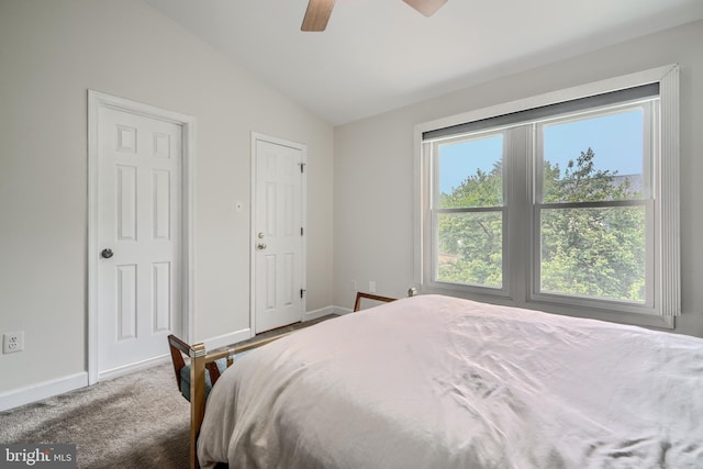 1 Second Tee Ct, Baltimore, MD 21209 - bedroom with vaulted ceiling, a ceiling fan, and carpet