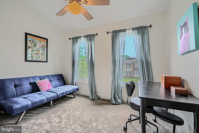 1 Second Tee Ct, Baltimore, MD 21209 - office with a ceiling fan, carpet flooring, and lofted ceiling