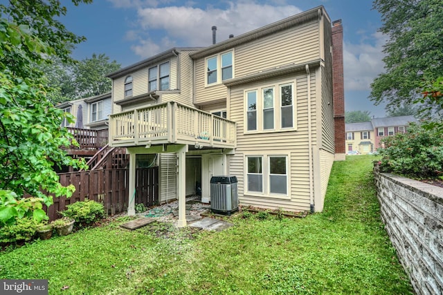 1 Second Tee Ct, Baltimore, MD 21209 - back of house featuring a chimney, a yard, and a deck