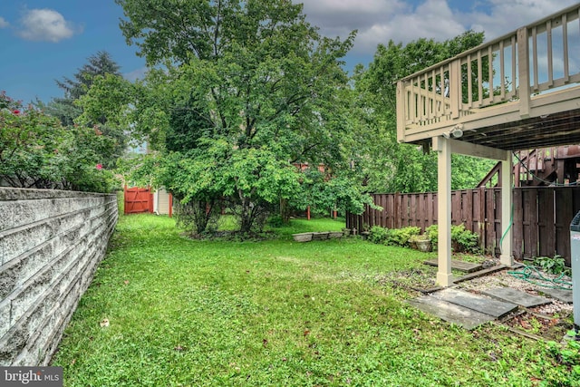1 Second Tee Ct, Baltimore, MD 21209 - fenced backyard with a wooden deck and stairs