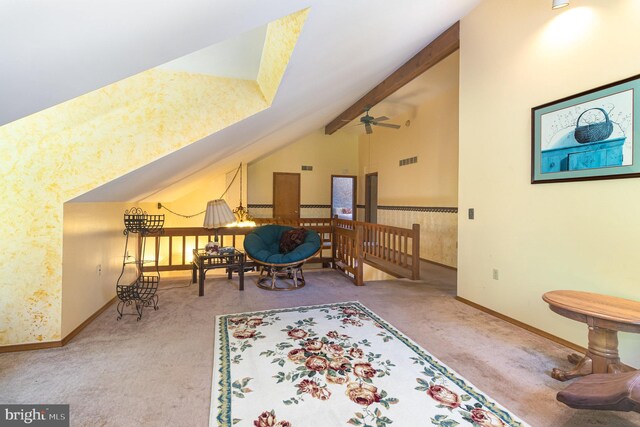 400 Berry Mountain Rd, Millersburg, PA 17061 - sitting room with carpet, lofted ceiling, baseboards, and ceiling fan