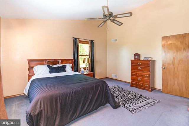 400 Berry Mountain Rd, Millersburg, PA 17061 - carpeted bedroom featuring high vaulted ceiling, a ceiling fan, and baseboards