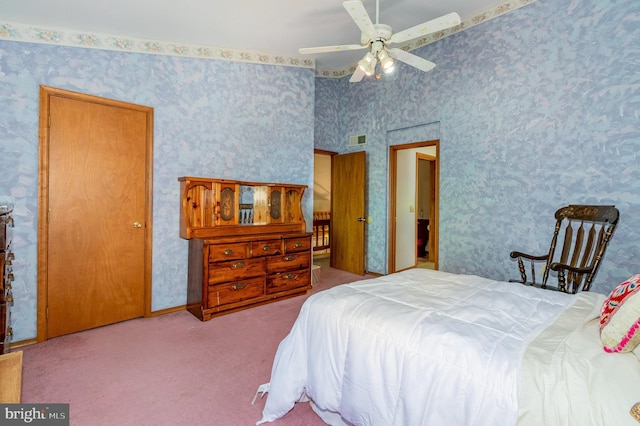 400 Berry Mountain Rd, Millersburg, PA 17061 - carpeted bedroom featuring wallpapered walls and a ceiling fan