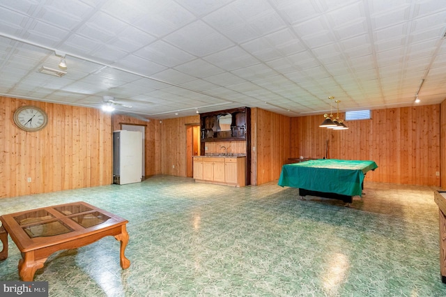 400 Berry Mountain Rd, Millersburg, PA 17061 - playroom featuring light flooring, wood walls, rail lighting, and billiards