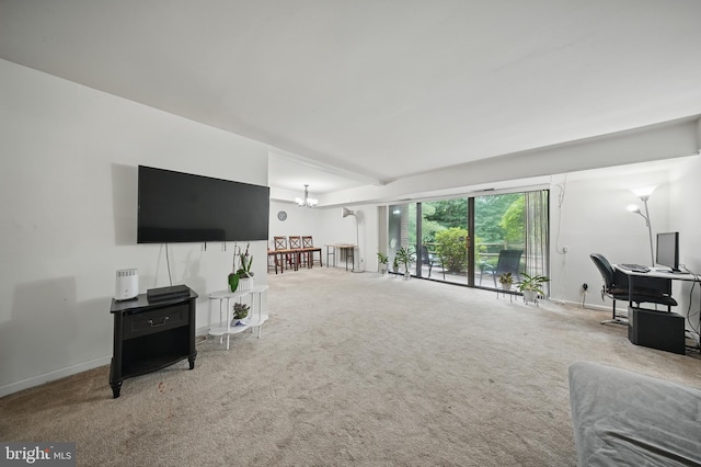 4408 Island Pl Unit T2, Annandale, VA 22003 - living area with carpet, a chandelier, and baseboards