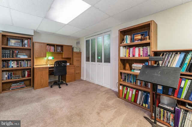 303 Knoll Way, Rocky Hill, NJ 08553 - carpeted home office featuring a drop ceiling