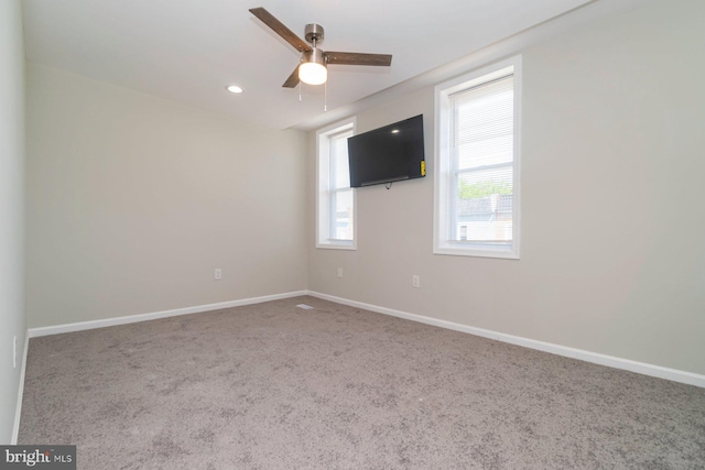 2817 Waldorf Ave, Baltimore, MD 21215 - carpeted spare room featuring ceiling fan, baseboards, and recessed lighting