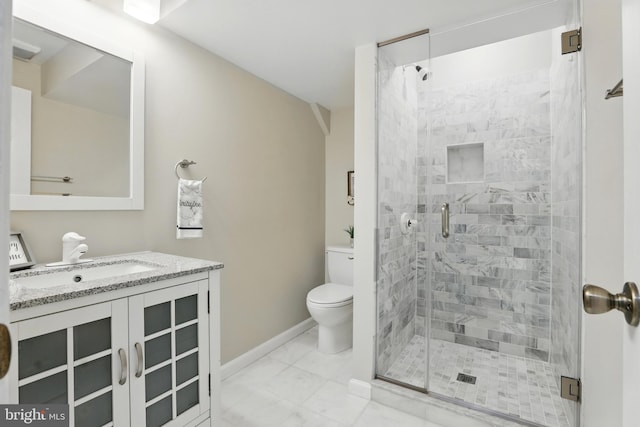 14612 Orangewood St, Silver Spring, MD 20905 - full bath featuring vanity, toilet, a shower stall, and baseboards