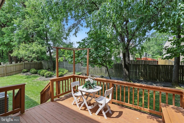 14612 Orangewood St, Silver Spring, MD 20905 - wooden deck featuring outdoor dining space and central AC unit