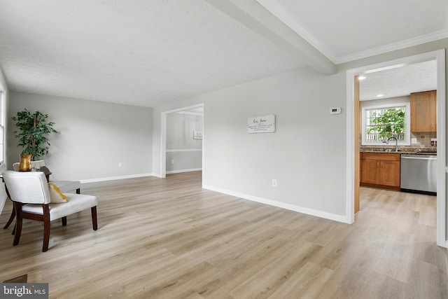 14612 Orangewood St, Silver Spring, MD 20905 - sitting room featuring light wood finished floors, baseboards, and ornamental molding