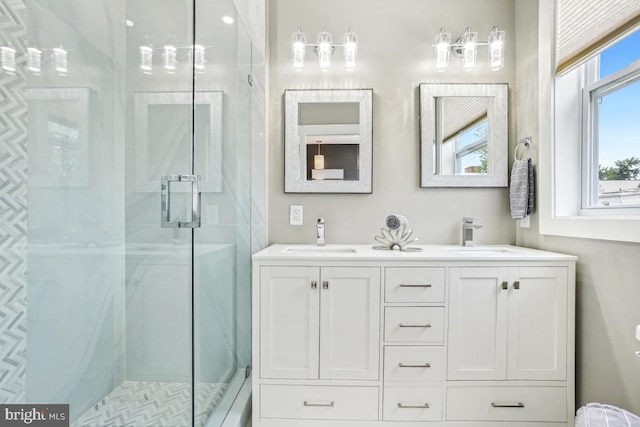1351 Newton St NW, Washington, DC 20010 - bathroom with a stall shower and double vanity