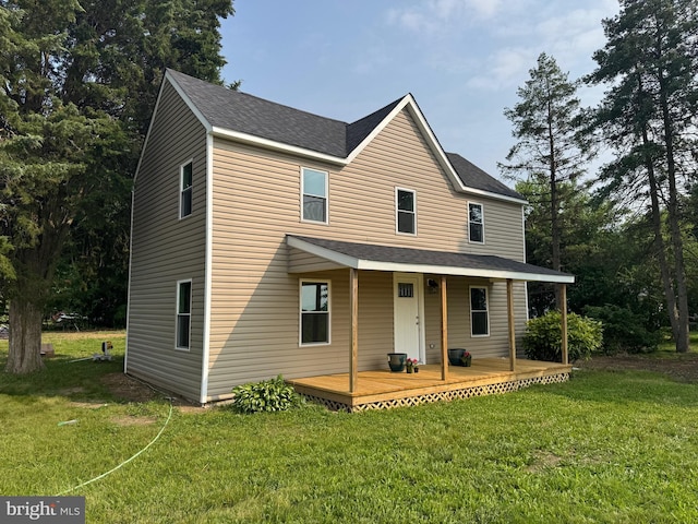 26959 Branchtown Rd, Worton, MD 21678 - view of front of home with a front yard, a shingled roof, and a porch
