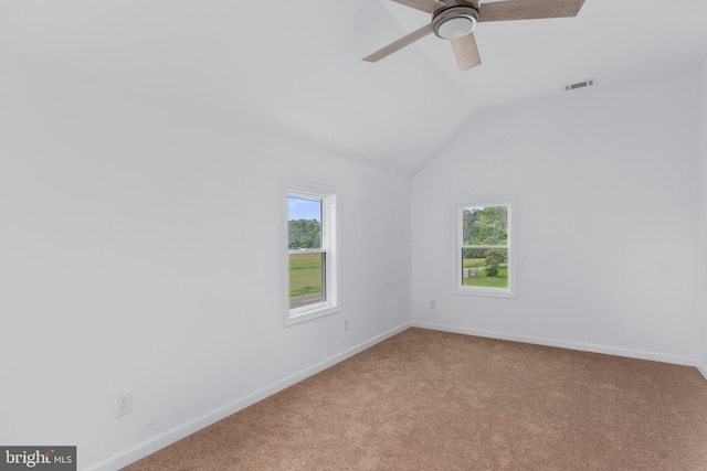 26959 Branchtown Rd, Worton, MD 21678 - carpeted empty room featuring lofted ceiling, baseboards, and ceiling fan