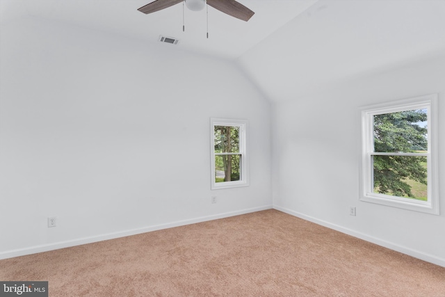 26959 Branchtown Rd, Worton, MD 21678 - carpeted empty room with baseboards, a ceiling fan, and lofted ceiling