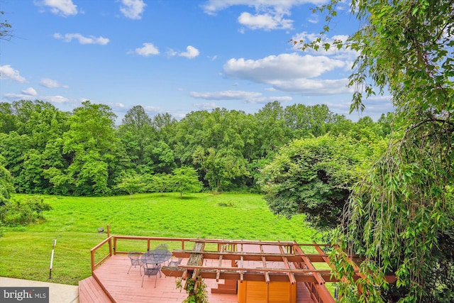 4441 Solomons Island Rd, Harwood, MD 20776 - wooden terrace with a yard and a forest view