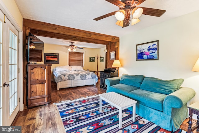4441 Solomons Island Rd, Harwood, MD 20776 - bedroom with wood finished floors, a ceiling fan, and multiple windows