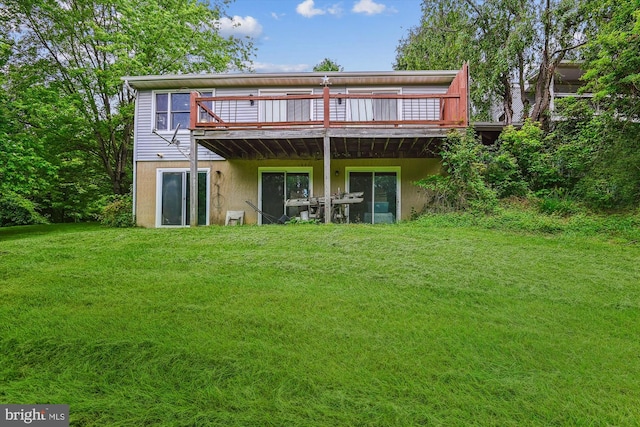 4441 Solomons Island Rd, Harwood, MD 20776 - back of property featuring a wooden deck and a lawn