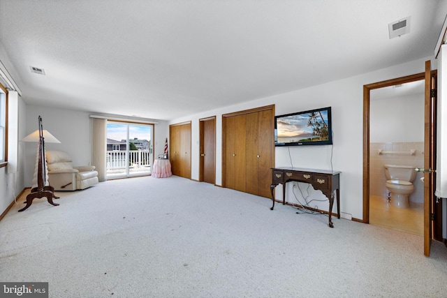 18 Old Whaling Ln, Long Beach Township, NJ 08008 - unfurnished bedroom featuring multiple closets, carpet floors, ensuite bathroom, and access to exterior