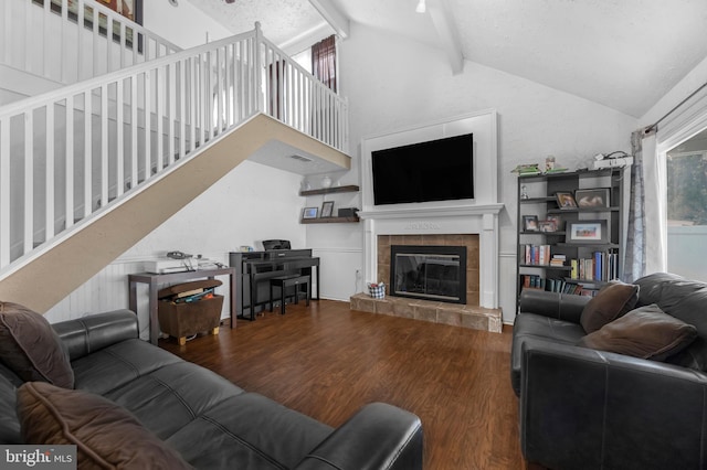 17 Concord Rd, Marlton, NJ 08053 - living area featuring wood finished floors, stairway, and a fireplace