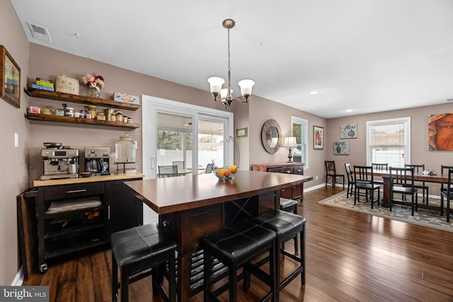 17 Concord Rd, Marlton, NJ 08053 - dining room with dark wood-style flooring, a chandelier, healthy amount of natural light, and recessed lighting
