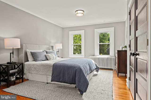 303 Conway Ave, Narberth, PA 19072 - bedroom featuring radiator, ornamental molding, and light wood-type flooring