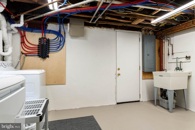 303 Conway Ave, Narberth, PA 19072 - unfinished basement featuring electric panel and independent washer and dryer