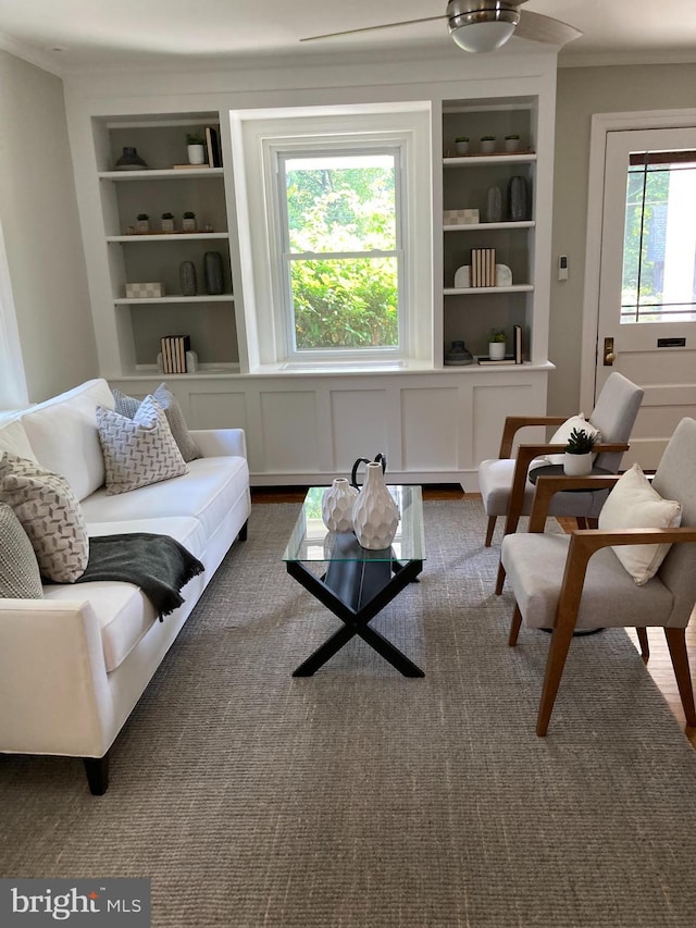 303 Conway Ave, Narberth, PA 19072 - living area with ornamental molding and built in features