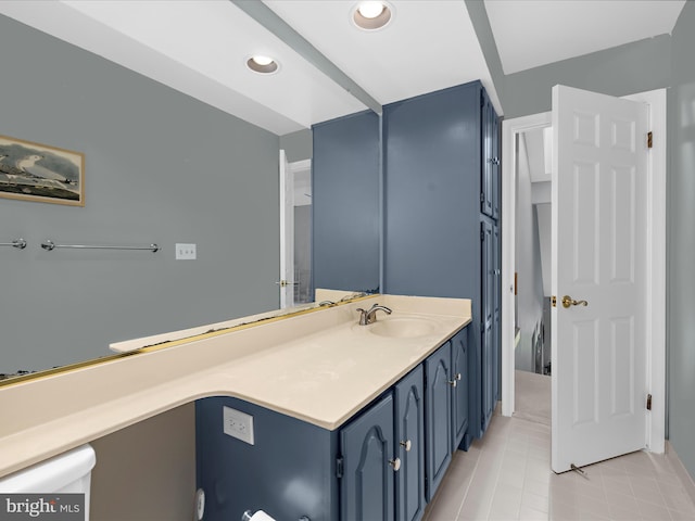 2772 Gingerview Ln, Annapolis, MD 21401 - bathroom with vanity, toilet, tile patterned floors, and recessed lighting
