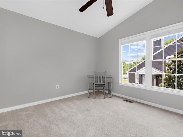 2772 Gingerview Ln, Annapolis, MD 21401 - spare room with carpet flooring, lofted ceiling, ceiling fan, and baseboards