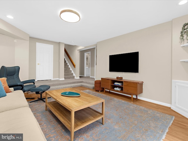 2772 Gingerview Ln, Annapolis, MD 21401 - living area featuring stairway, wood finished floors, baseboards, and recessed lighting