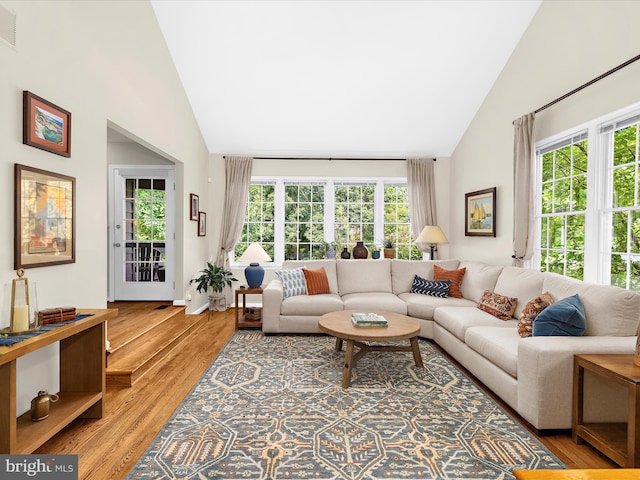 2772 Gingerview Ln, Annapolis, MD 21401 - living area with high vaulted ceiling and light wood-style floors