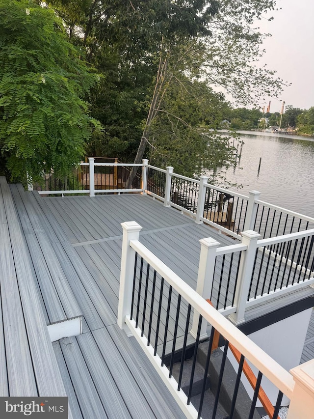 448 Carvel Beach Rd, Carvel Beach, MD 21226 - wooden terrace featuring a water view and view of wooded area