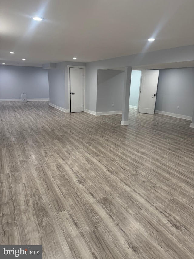 448 Carvel Beach Rd, Carvel Beach, MD 21226 - finished below grade area featuring light wood-style flooring, baseboards, and recessed lighting