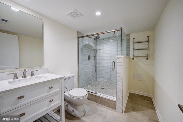 4938 Walton Ave, Philadelphia, PA 19143 - bathroom featuring a shower stall, vanity, recessed lighting, and wood finished floors
