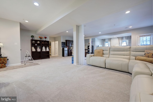 2703 Brownlee Ct, Lanham, MD 20706 - living area featuring light colored carpet, recessed lighting, and baseboards