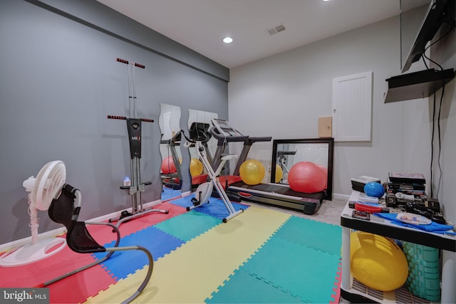 2703 Brownlee Ct, Lanham, MD 20706 - exercise area featuring recessed lighting and baseboards
