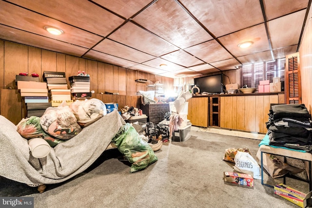 6720 Dorel St, Philadelphia, PA 19142 - miscellaneous room featuring wooden walls and carpet floors