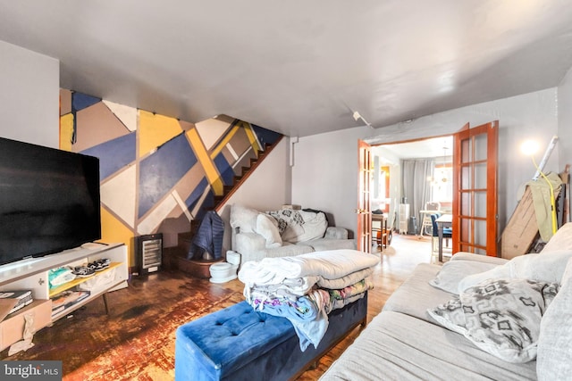 6720 Dorel St, Philadelphia, PA 19142 - living room featuring stairway and wood finished floors