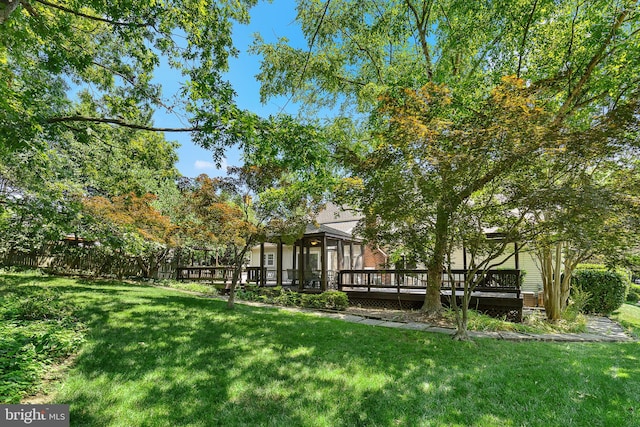 4920 Sunset Ln, Annandale, VA 22003 - view of grassy yard featuring a deck