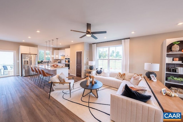 3018 Horizon Rd, Charlottesville, VA 22902 - living room featuring wood finished floors, recessed lighting, and a ceiling fan