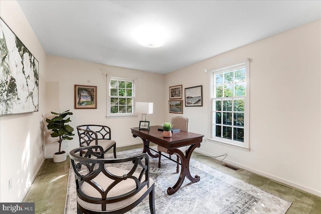 1771 Hunters Cir, West Chester, PA 19380 - home office with plenty of natural light, light colored carpet, and baseboards