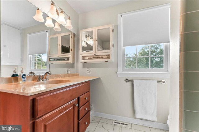 1771 Hunters Cir, West Chester, PA 19380 - bathroom with vanity, marble finish flooring, baseboards, a chandelier, and toilet