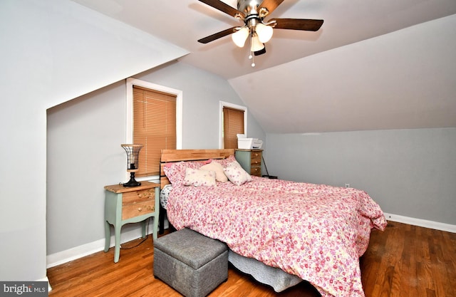 121 Shaffer Rd, King Of Prussia, PA 19406 - bedroom featuring lofted ceiling, wood finished floors, and a ceiling fan