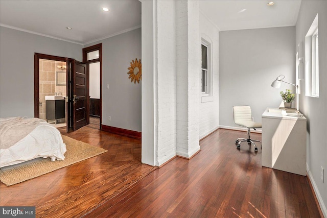1360 Perry Pl NW, Washington, DC 20010 - bedroom featuring baseboards, wood finished floors, recessed lighting, and ornamental molding