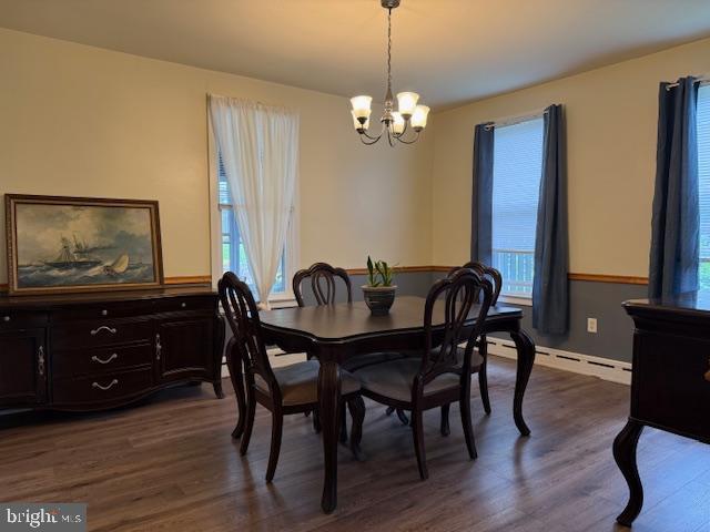 2329 Canby St, Harrisburg, PA 17103 - dining room with a chandelier, plenty of natural light, and dark wood finished floors