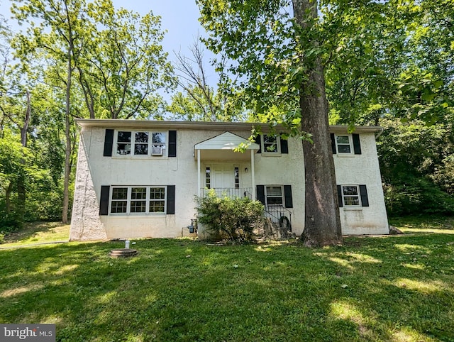 6287 Lower Mountain Rd, New Hope, PA 18938 - view of front of property featuring stucco siding, a front lawn, and cooling unit
