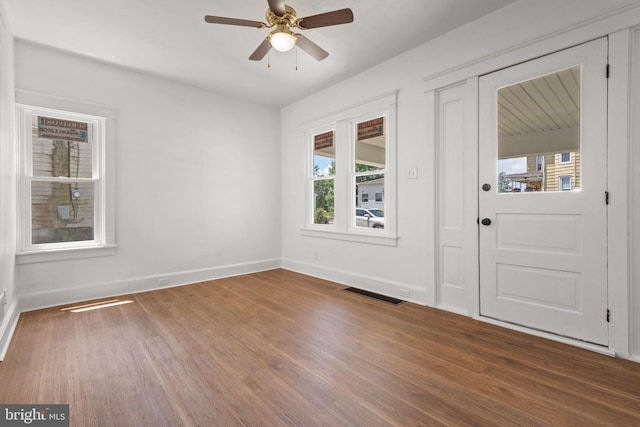 143 N 2nd St, Mount Wolf, PA 17347 - unfurnished room featuring baseboards, a ceiling fan, and wood finished floors