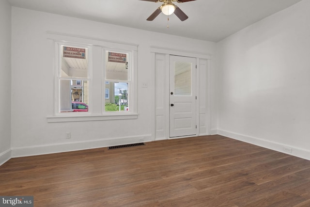 143 N 2nd St, Mount Wolf, PA 17347 - unfurnished room featuring ceiling fan, wood finished floors, and baseboards
