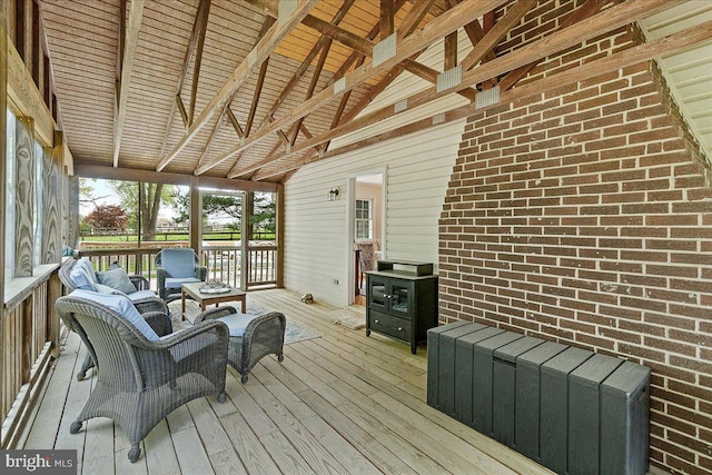 3498 Augusta Dr, Ijamsville, MD 21754 - sunroom featuring an outdoor hangout area and a wood stove