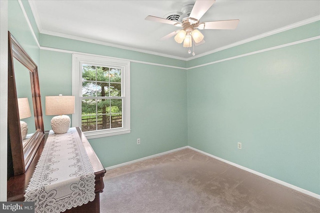 3498 Augusta Dr, Ijamsville, MD 21754 - unfurnished bedroom with baseboards, carpet floors, ornamental molding, and ceiling fan